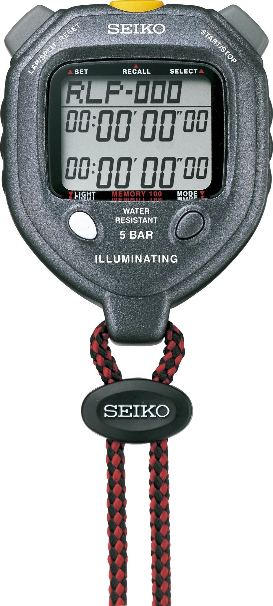 Seiko SVAE301 Portable Training Stopwatch, Dual‑Display Timing, 100 Lap Memory, LED Backlight, Dual Repeat Interval Timer